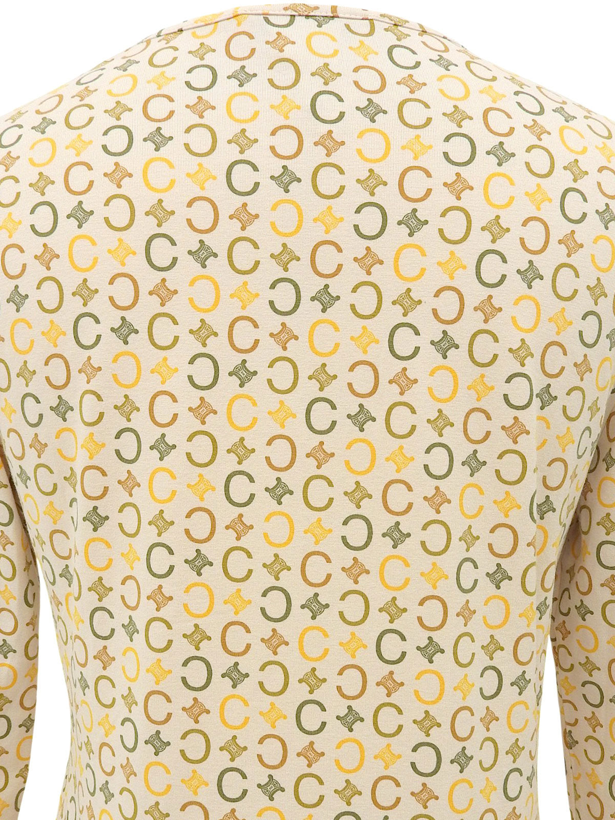 Cotton Macadam Pattern Long Sleeve Top in Beige/Multi