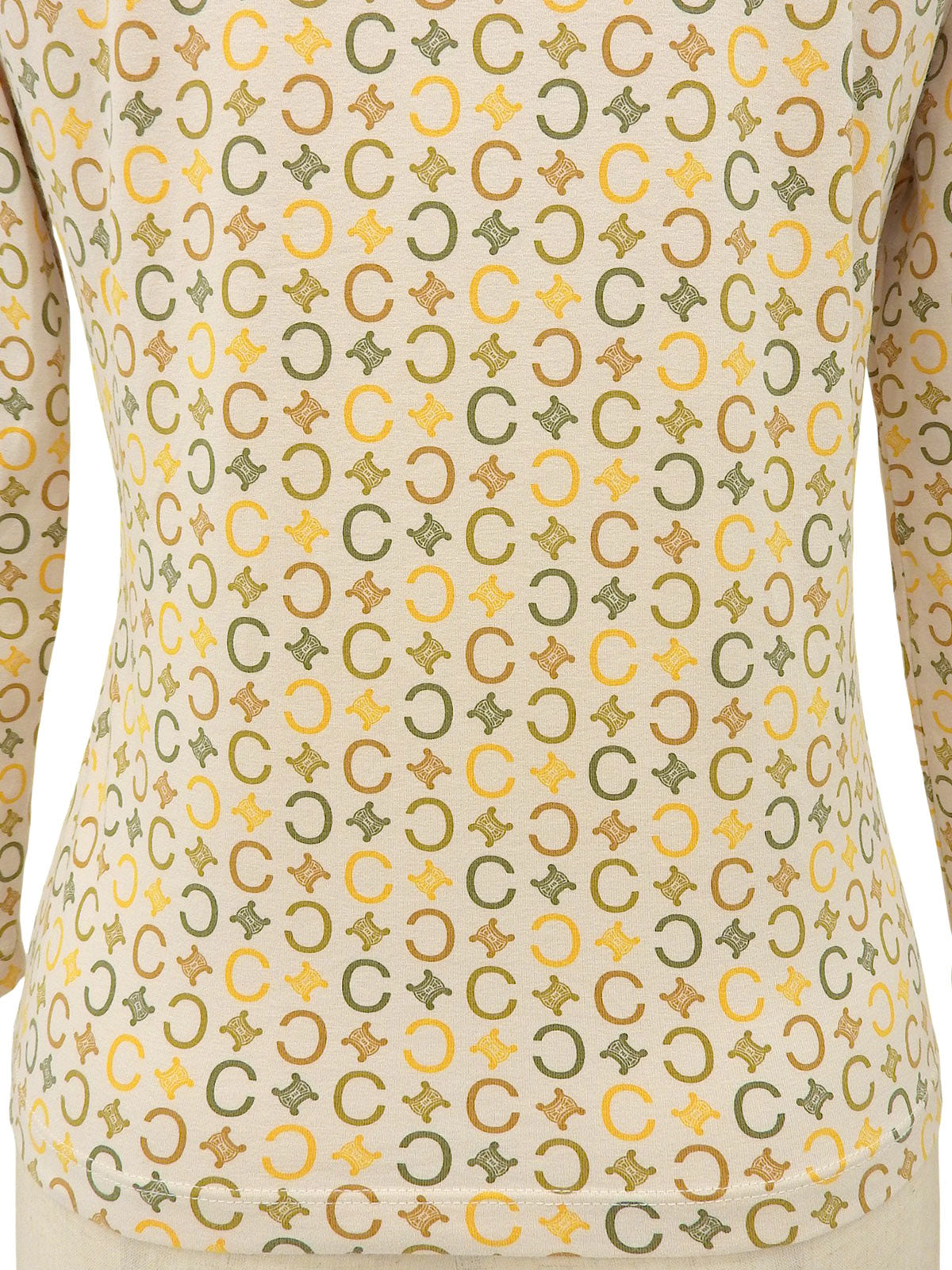 Cotton Macadam Pattern Long Sleeve Top in Beige/Multi