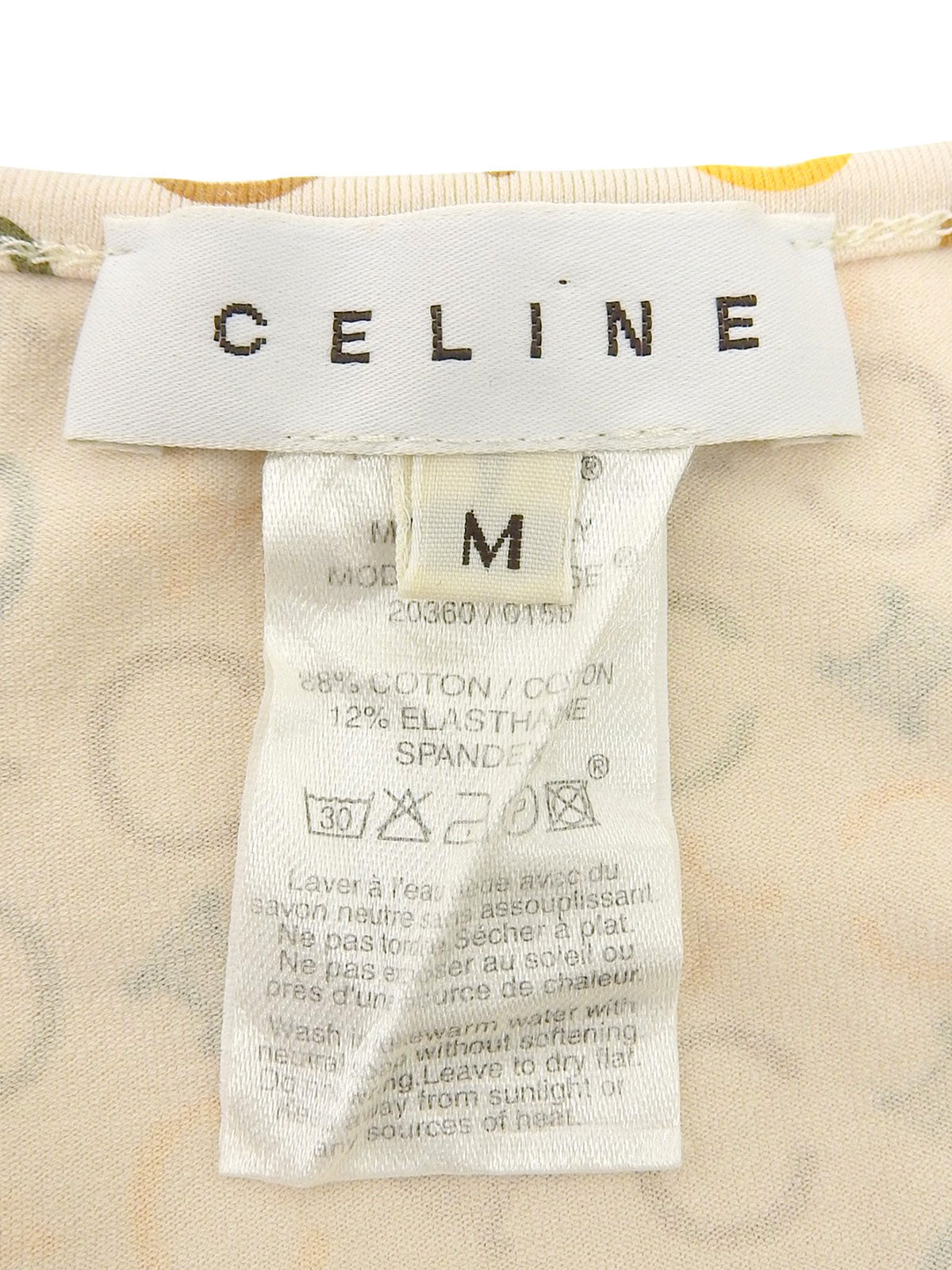 Cotton Macadam Pattern Long Sleeve Top in Beige/Multi