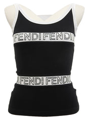 バイカラーロゴキャミソール ブラック/ホワイト