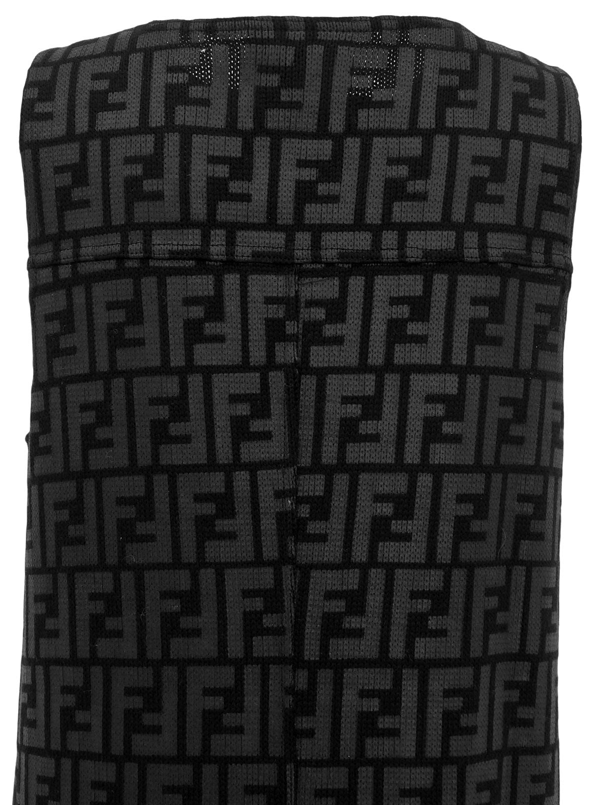 FFズッカパターンロゴジップアップノースリーブワンピース ブラック