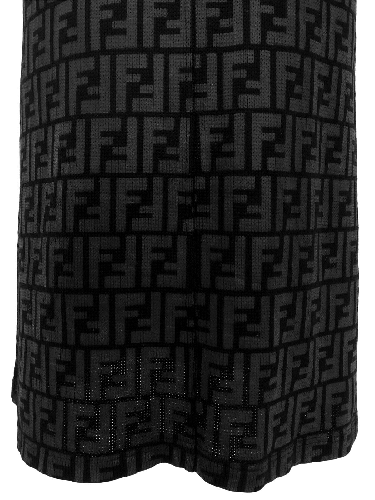 FFズッカパターンロゴジップアップノースリーブワンピース ブラック