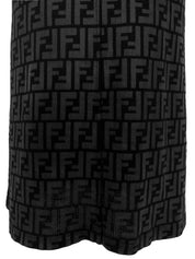 FFズッカパターンロゴジップアップノースリーブワンピース ブラック