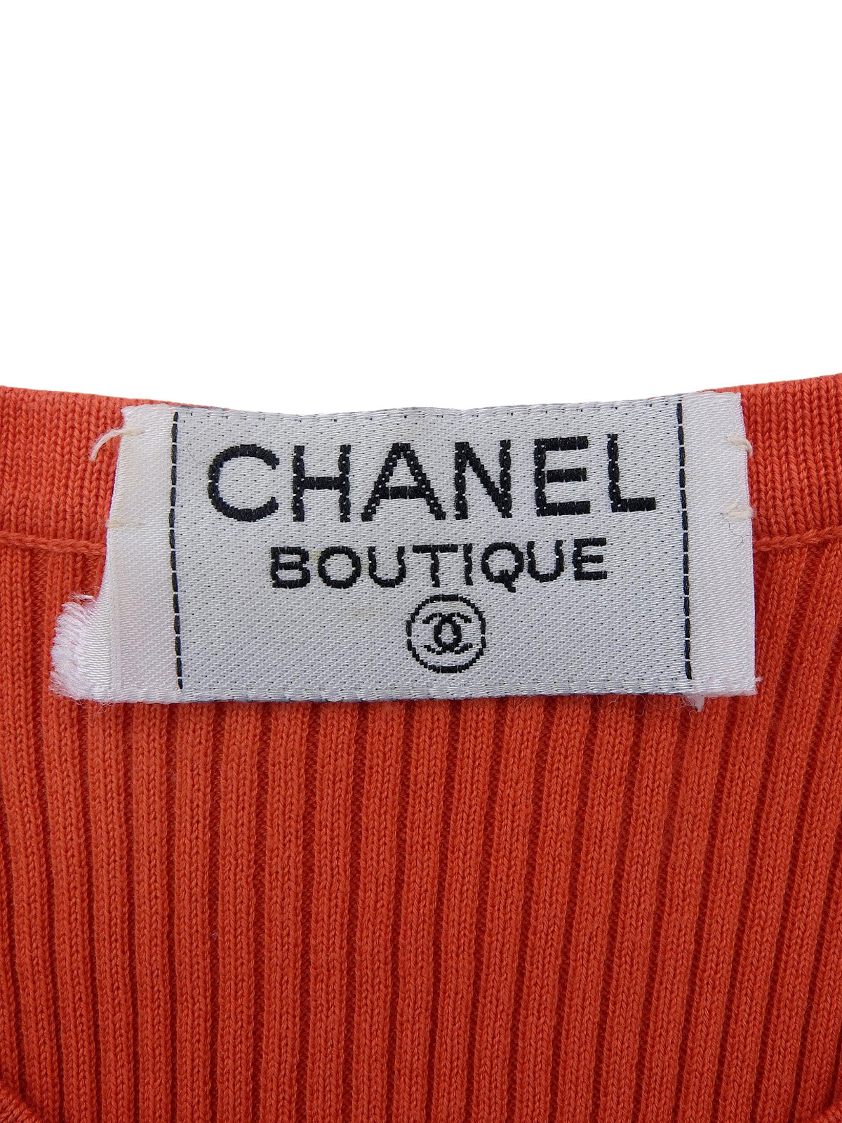 CC Mark Embroidered Rib Knit Sleeveless Top in Orange