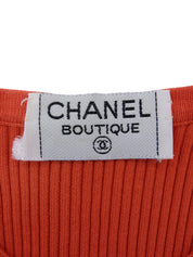 CC Mark Embroidered Rib Knit Sleeveless Top in Orange