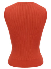 CC Mark Embroidered Rib Knit Sleeveless Top in Orange