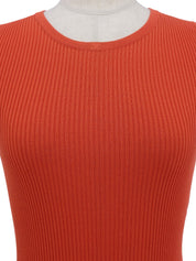 CC Mark Embroidered Rib Knit Sleeveless Top in Orange