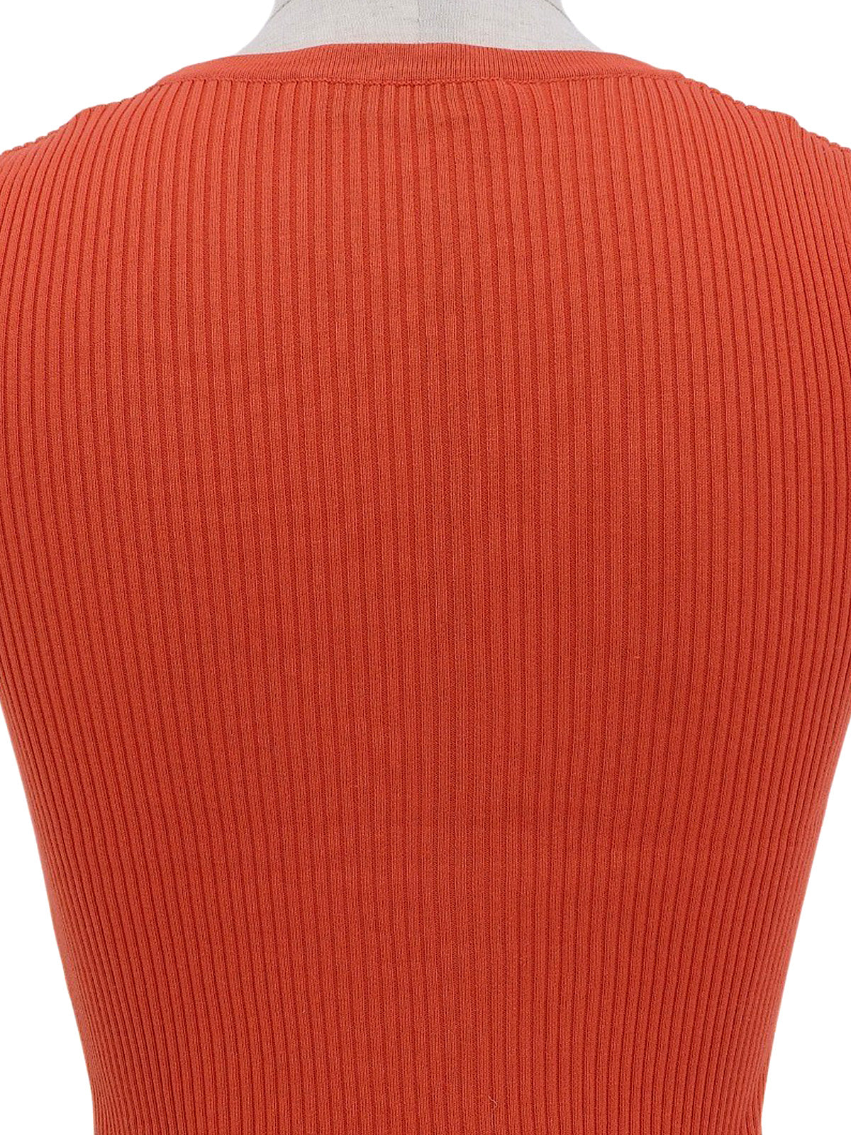 CC Mark Embroidered Rib Knit Sleeveless Top in Orange
