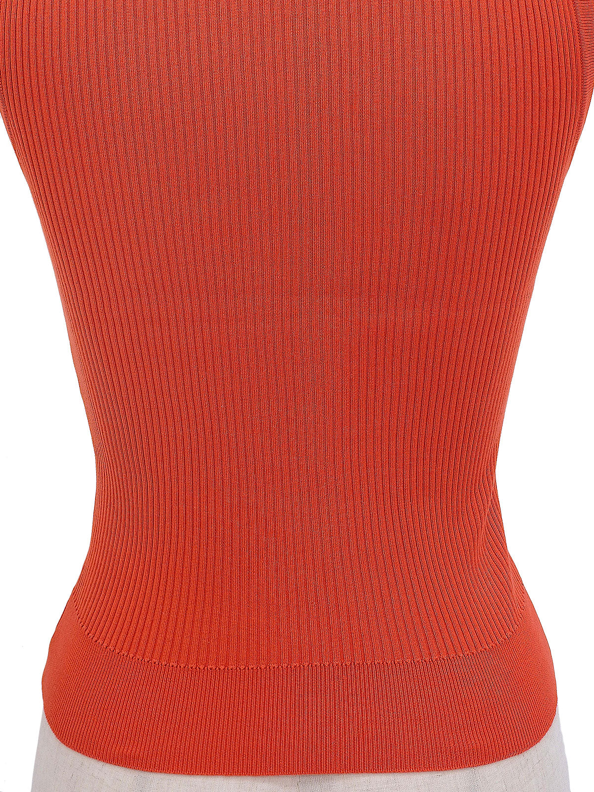 CC Mark Embroidered Rib Knit Sleeveless Top in Orange