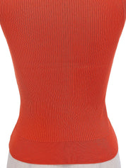 CC Mark Embroidered Rib Knit Sleeveless Top in Orange