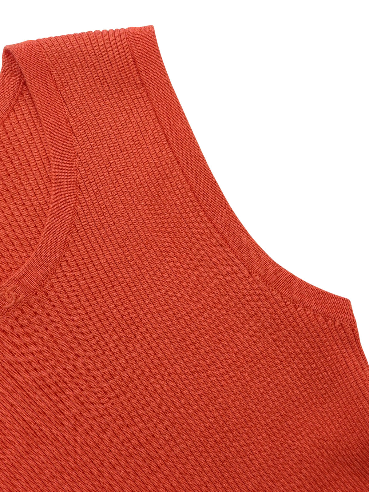 CC Mark Embroidered Rib Knit Sleeveless Top in Orange