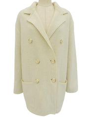 Ivory Wool Logo Button Cardigan