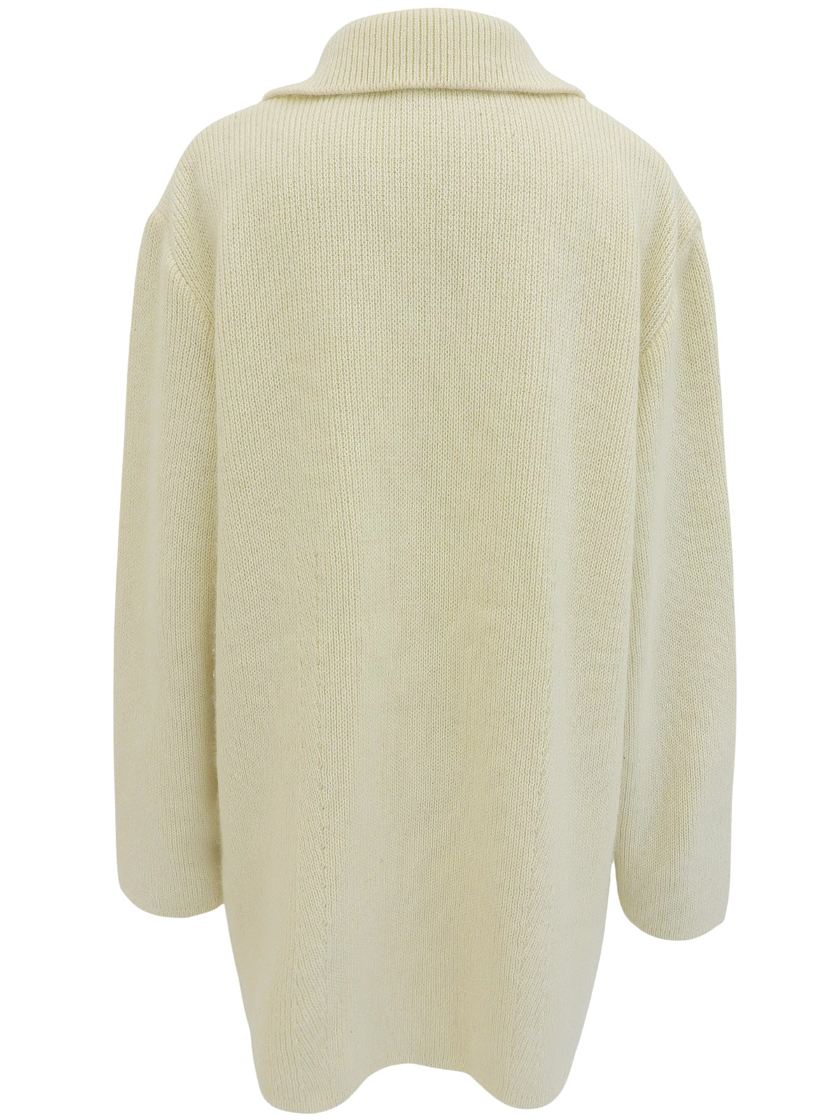Ivory Wool Logo Button Cardigan