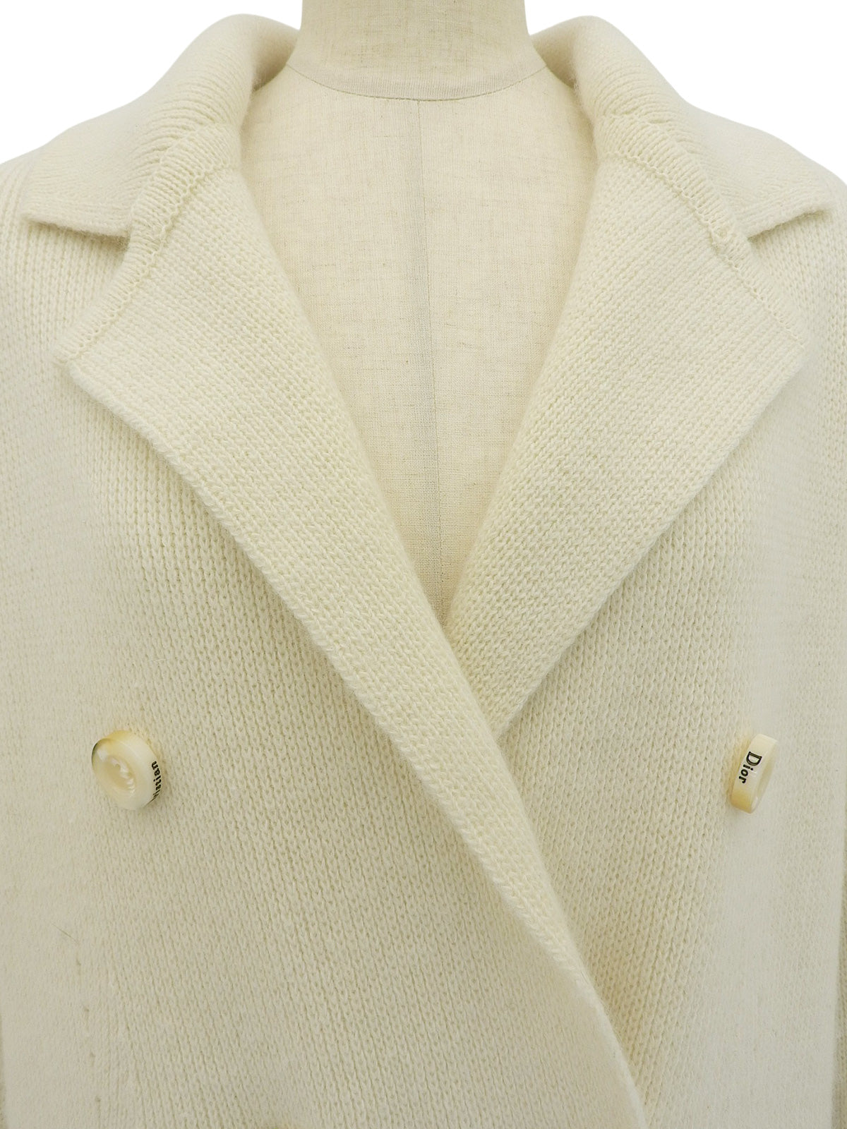 Ivory Wool Logo Button Cardigan