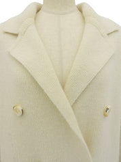 Ivory Wool Logo Button Cardigan