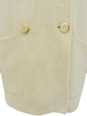 Ivory Wool Logo Button Cardigan