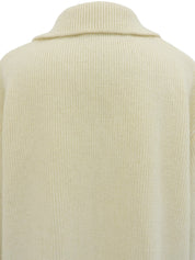 Ivory Wool Logo Button Cardigan