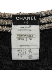 CCマークチェーンボタンデザインカーディガン ブラック/ベージュ