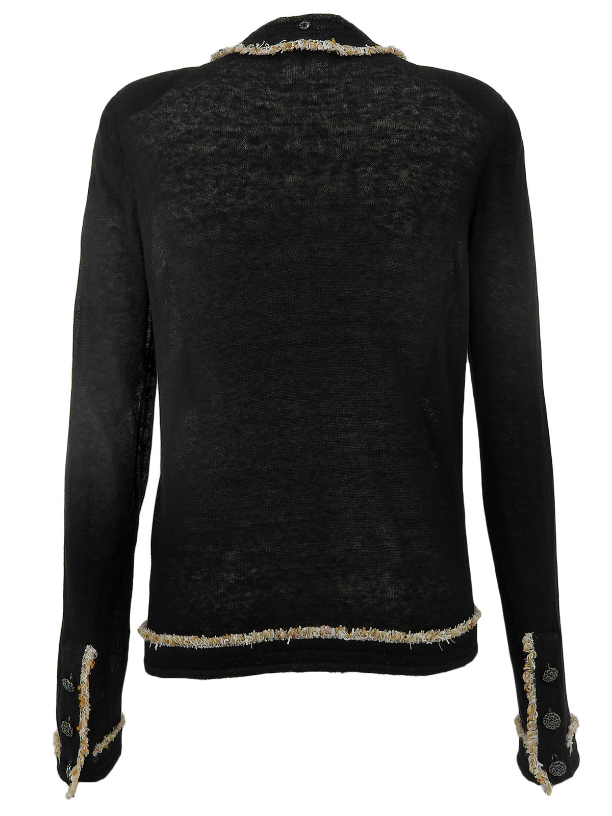 CCマークチェーンボタンデザインカーディガン ブラック/ベージュ