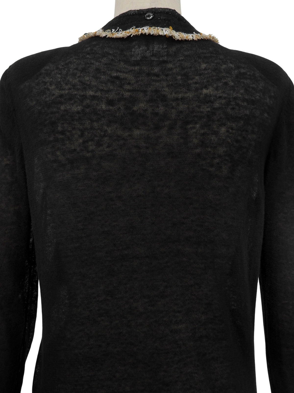 CCマークチェーンボタンデザインカーディガン ブラック/ベージュ