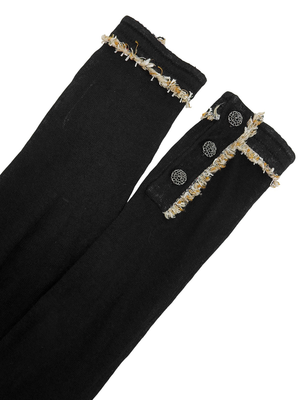 CCマークチェーンボタンデザインカーディガン ブラック/ベージュ