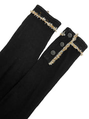 CCマークチェーンボタンデザインカーディガン ブラック/ベージュ