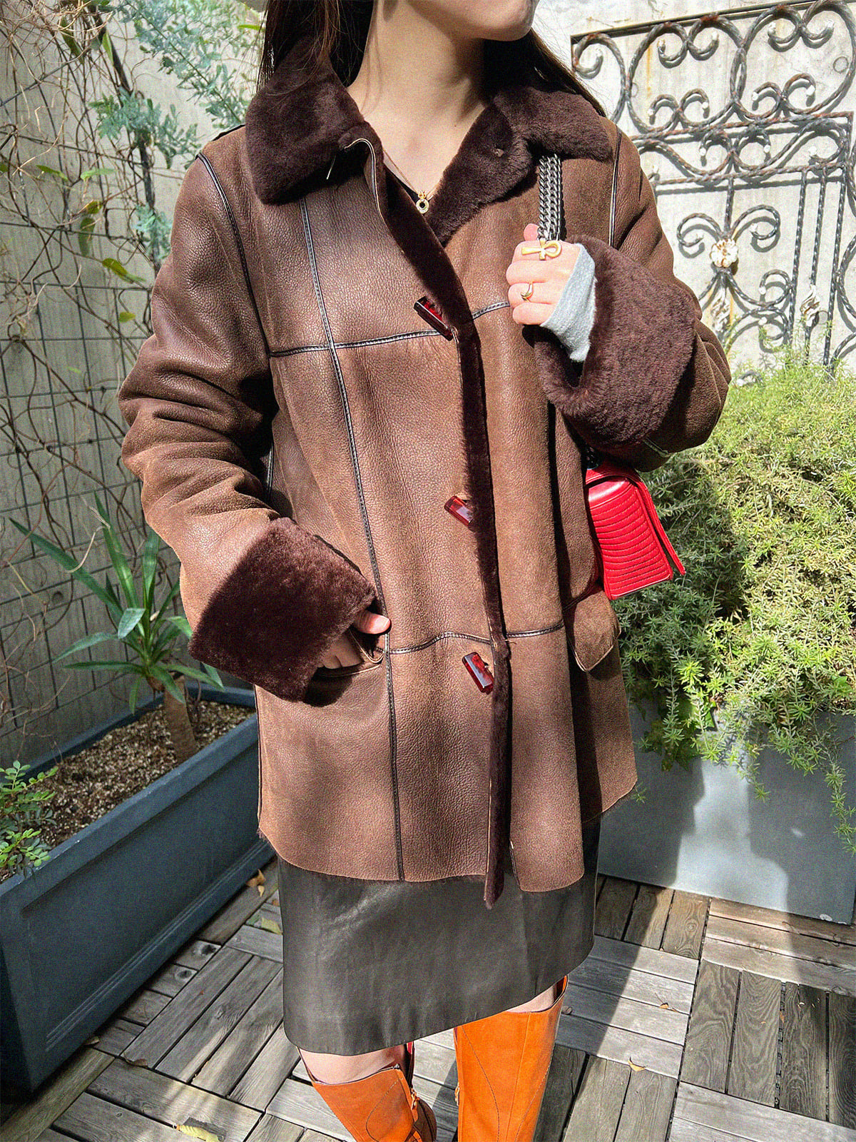 ムートンジャケット ブラウン