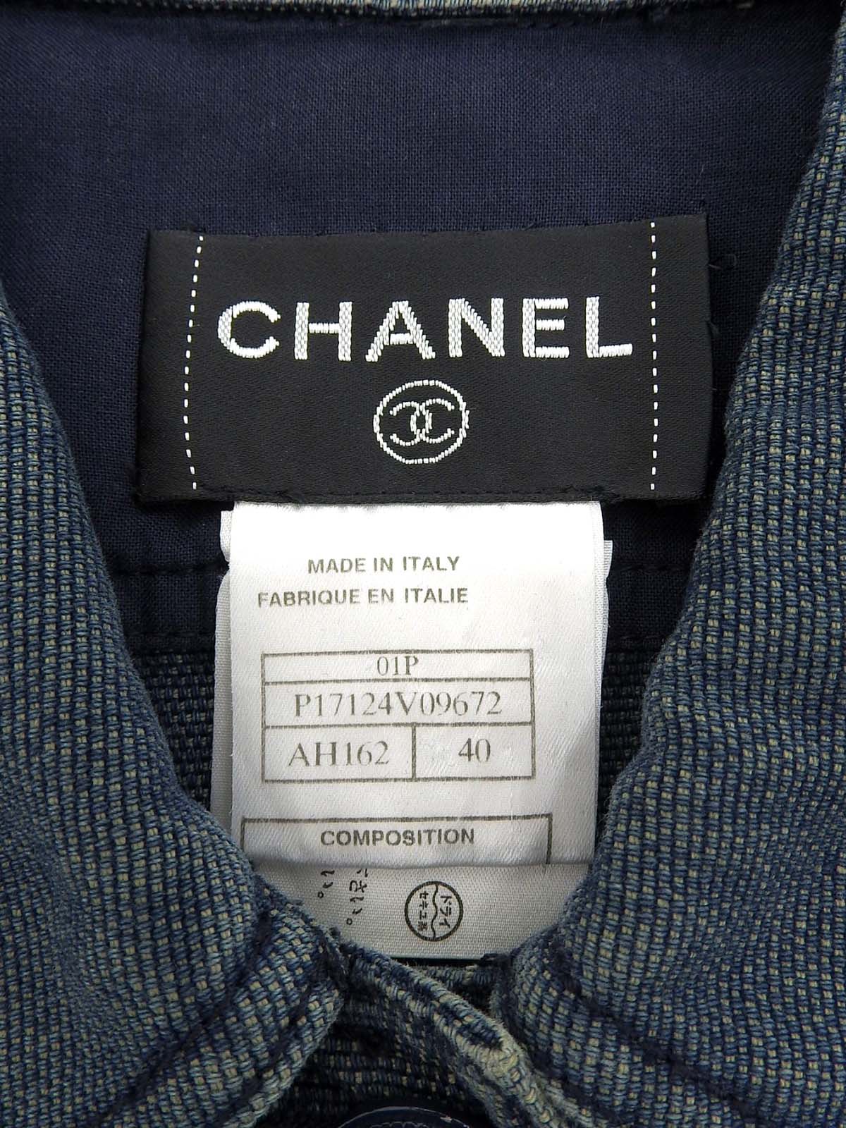 2001年製 デニムCCマークボタンノースリーブワンピース ブルー