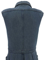 2001年製 デニムCCマークボタンノースリーブワンピース ブルー