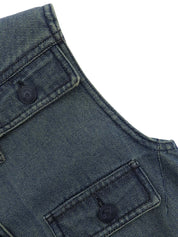 2001年製 デニムCCマークボタンノースリーブワンピース ブルー