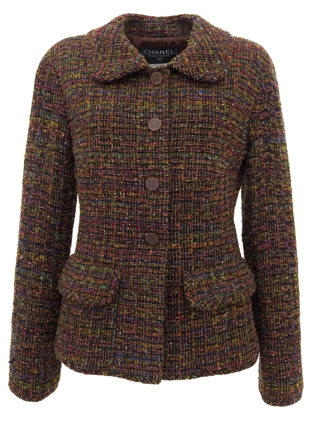 1998 Tweed CC Mark Button Jacket Brown/Multi
