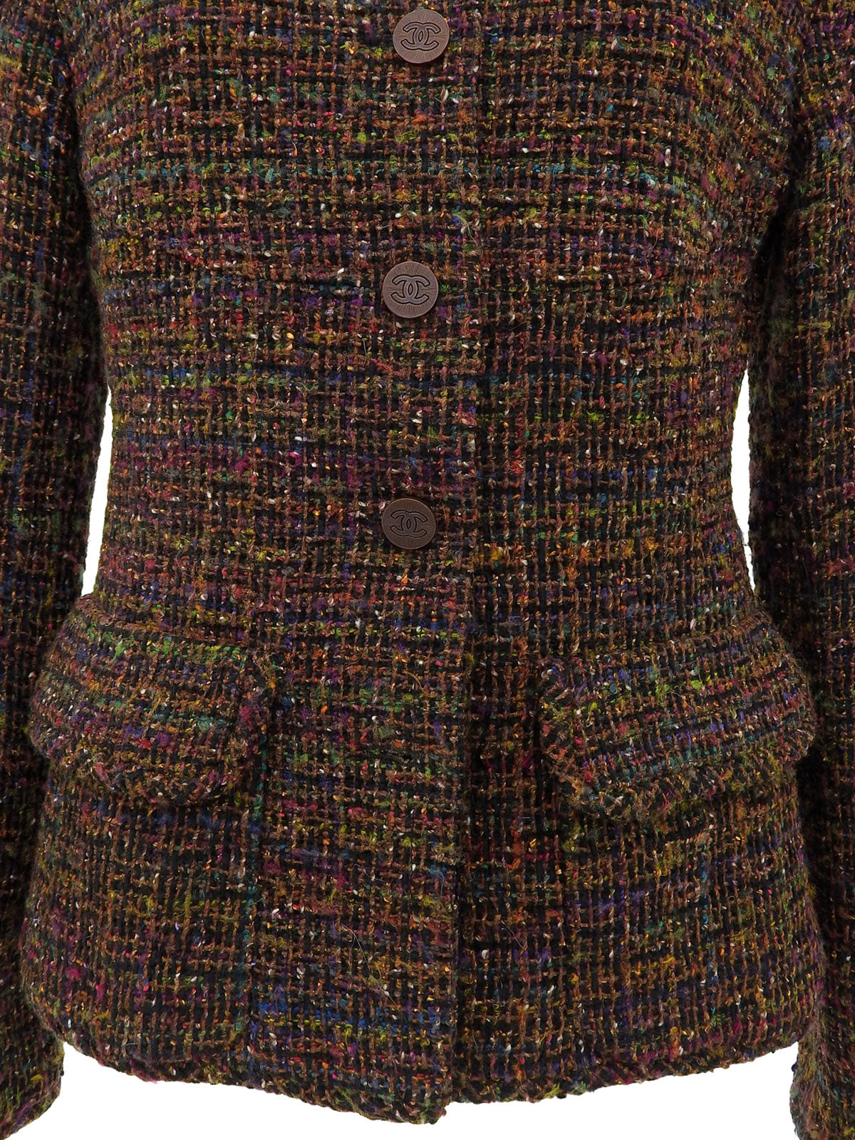 1998 Tweed CC Mark Button Jacket Brown/Multi
