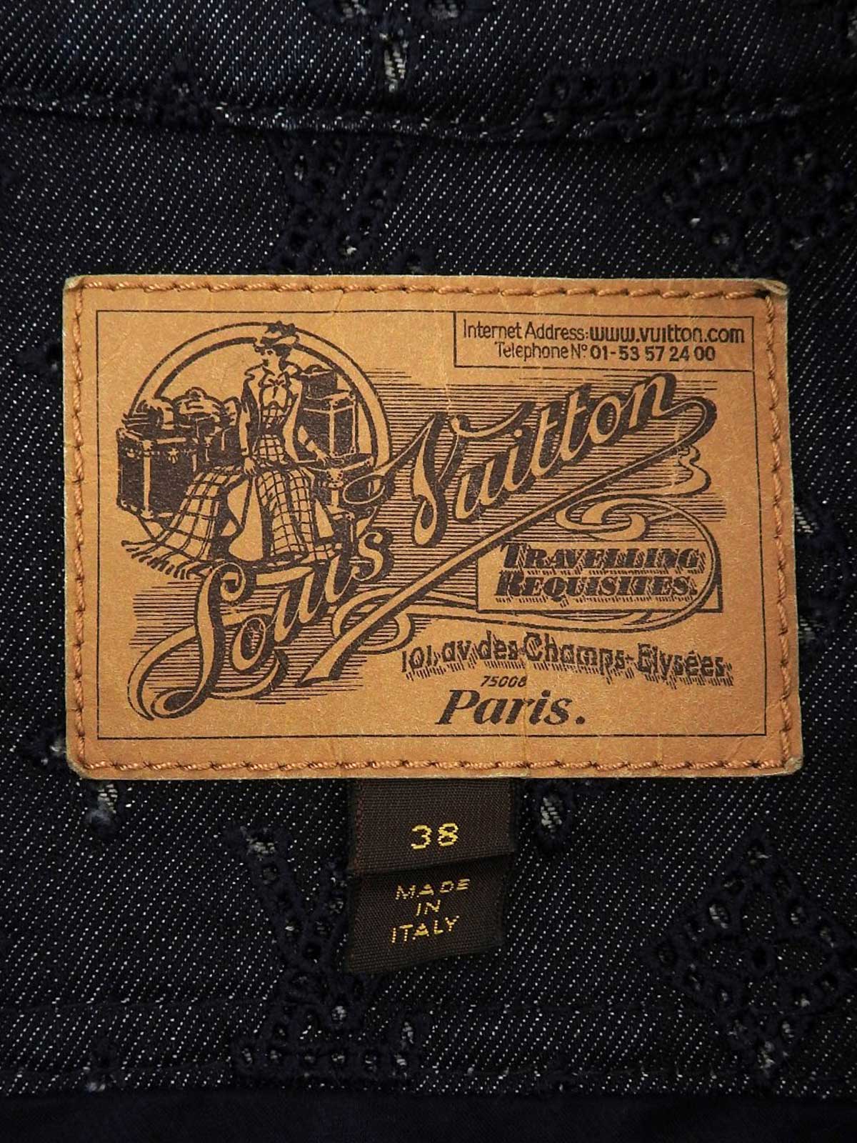 デニムモノグラムパターン半袖ジャケット インディゴ