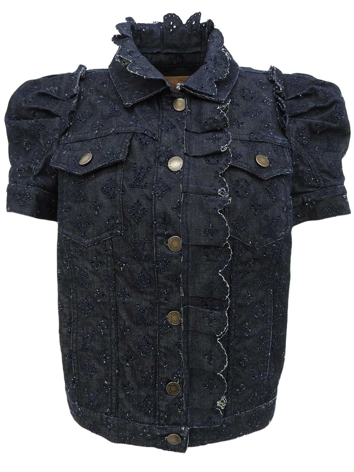 デニムモノグラムパターンハーフスリーブジャケット　インディゴ