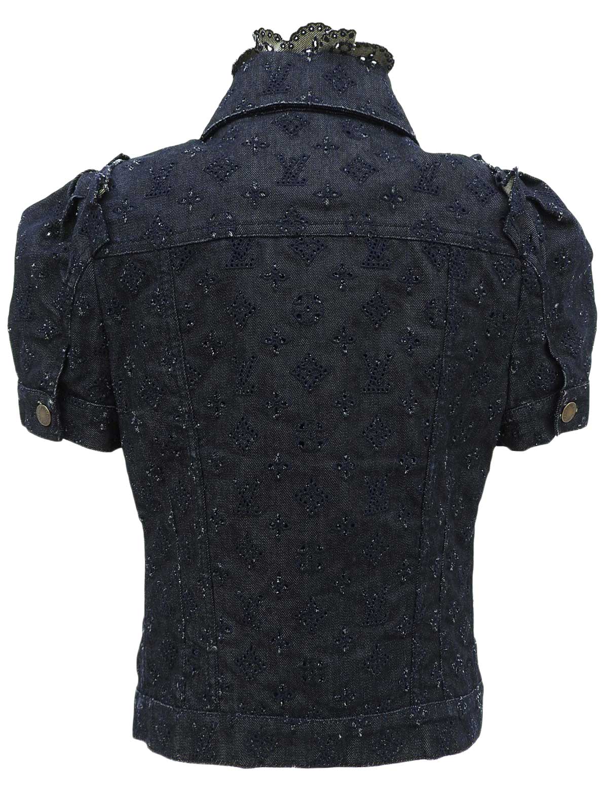 デニムモノグラムパターン半袖ジャケット インディゴ