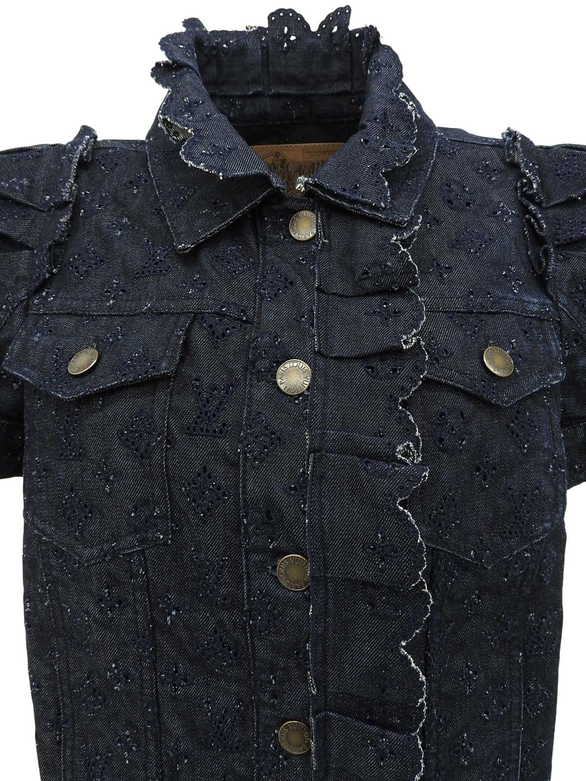 デニムモノグラムパターンハーフスリーブジャケット　インディゴ