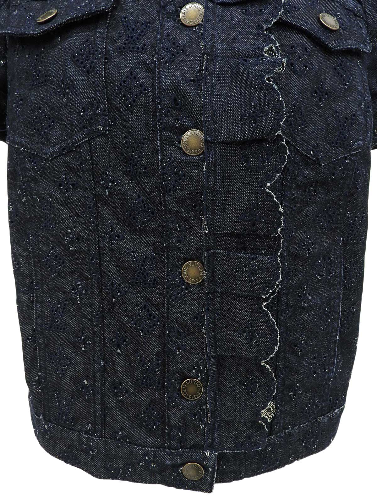 デニムモノグラムパターンハーフスリーブジャケット　インディゴ