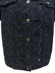 デニムモノグラムパターン半袖ジャケット インディゴ