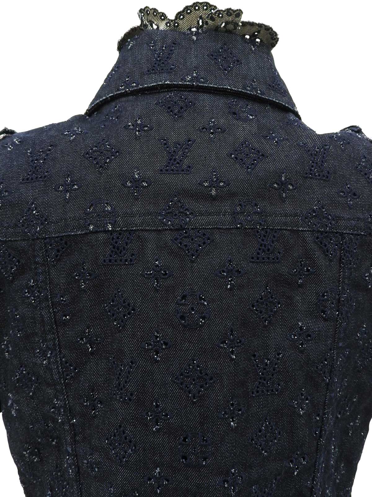 デニムモノグラムパターン半袖ジャケット インディゴ