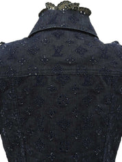 デニムモノグラムパターン半袖ジャケット インディゴ