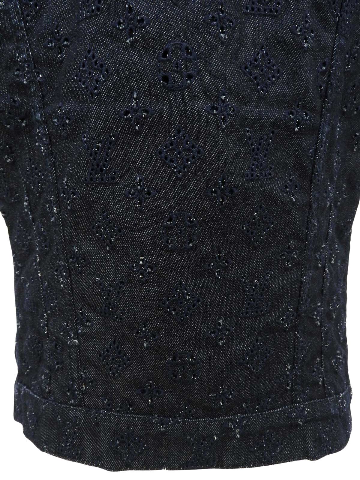 デニムモノグラムパターン半袖ジャケット インディゴ