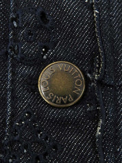 デニムモノグラムパターンハーフスリーブジャケット　インディゴ