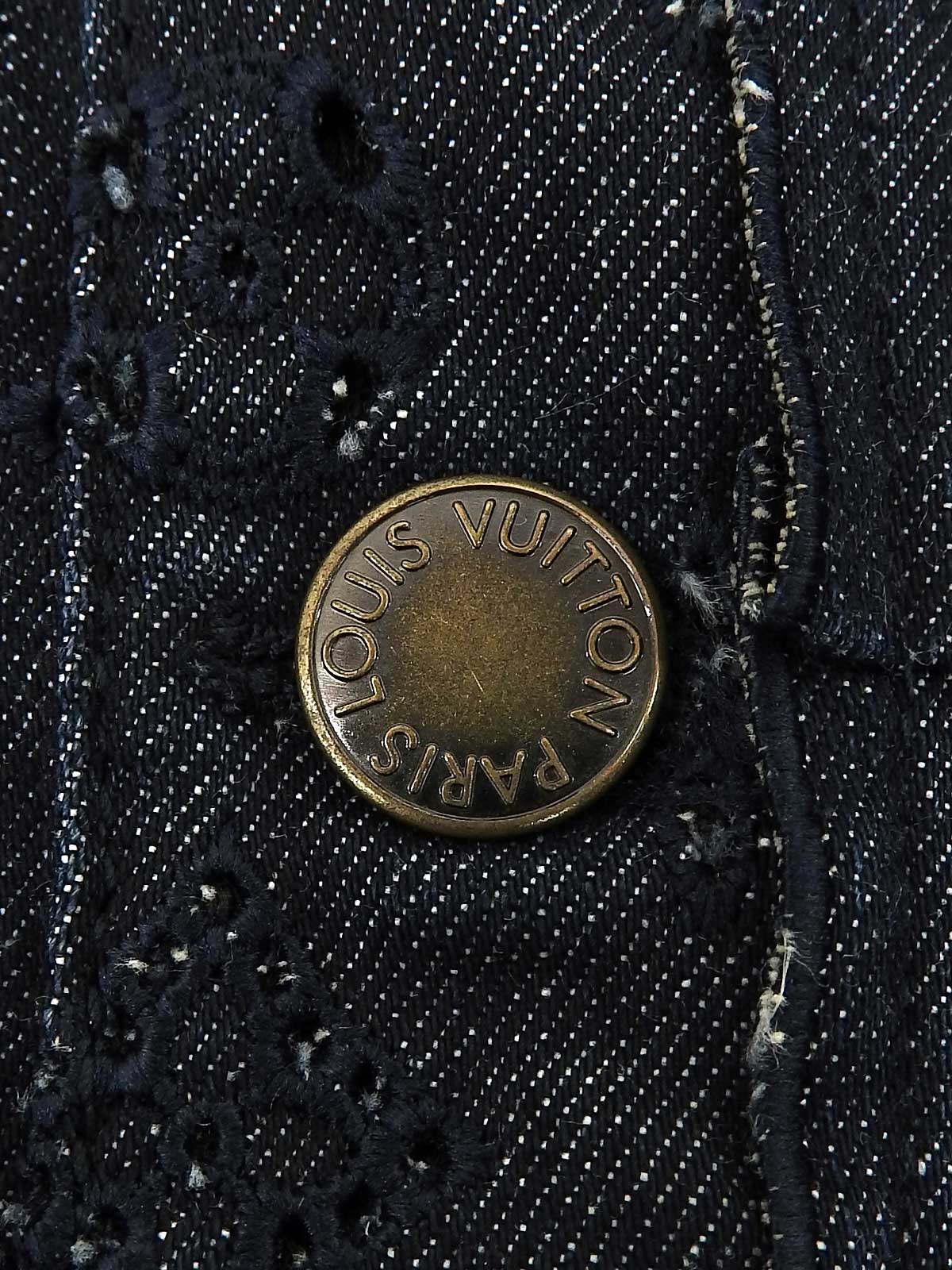 デニムモノグラムパターン半袖ジャケット インディゴ