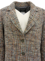 1997年頃製 ツイードCCマークボタンロングジャケット グレー/マルチ