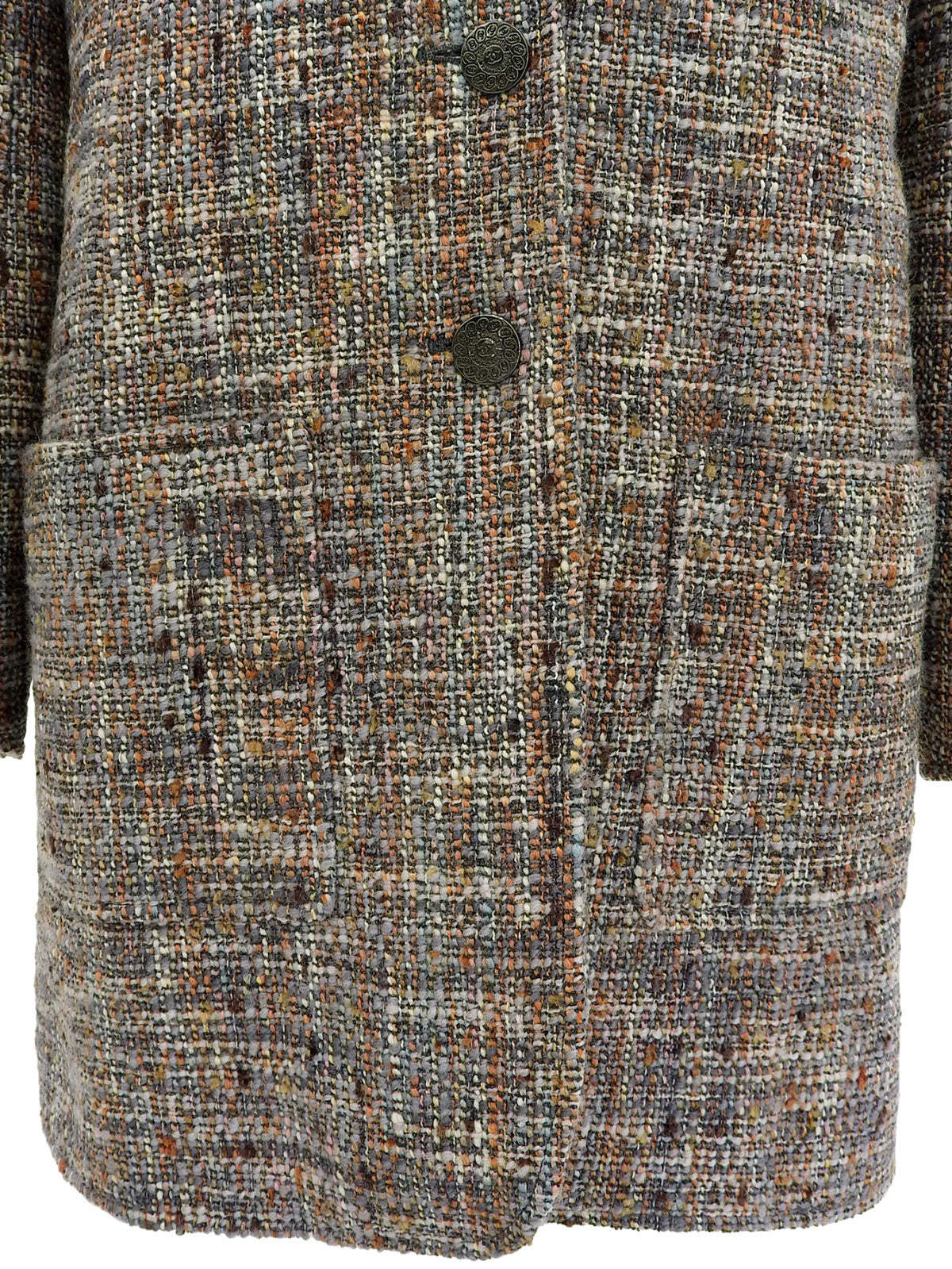 1997年頃製 ツイードCCマークボタンロングジャケット グレー/マルチ
