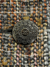 1997年頃製 ツイードCCマークボタンロングジャケット グレー/マルチ