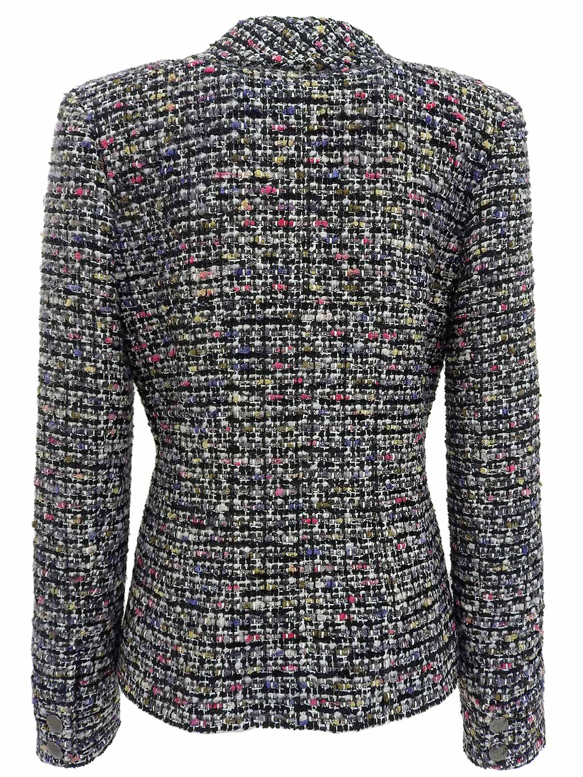 ツイードCCマークボタンジャケット ブラック/ホワイト/マルチ