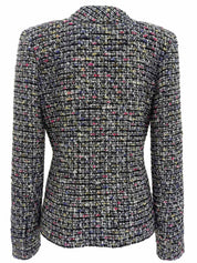 ツイードCCマークボタンジャケット ブラック/ホワイト/マルチ