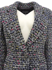 ツイードCCマークボタンジャケット ブラック/ホワイト/マルチ