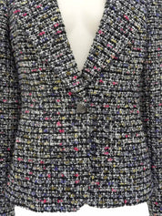 ツイードCCマークボタンジャケット ブラック/ホワイト/マルチ